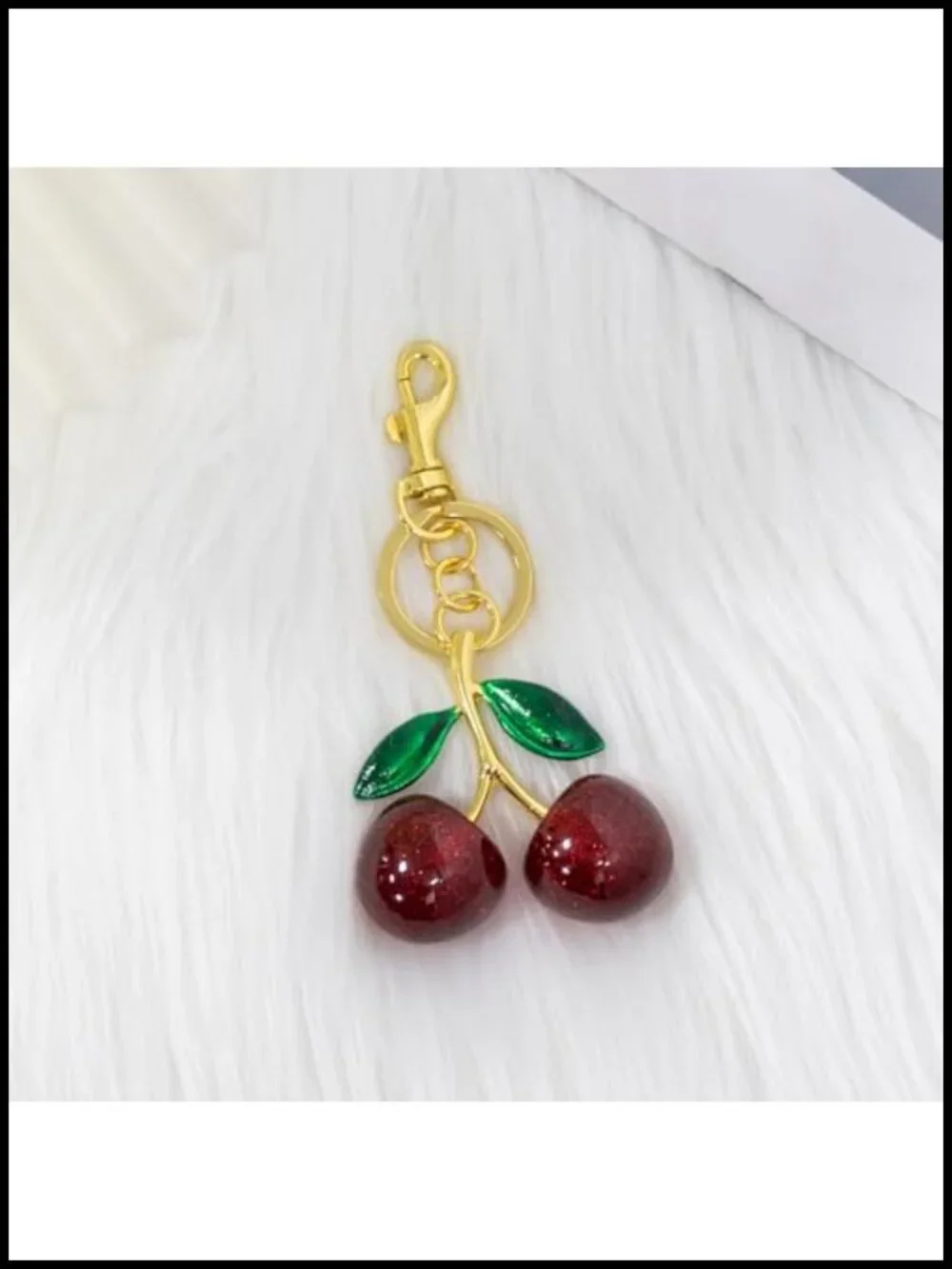 Cherry Keychain Bag Charm Purse Accessory Resin Metal Women Gift